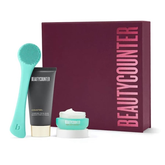 beautycounter multi-masker set charcoal reflect effect facial mask tool
